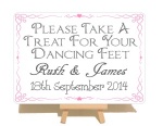 Personalised Swirly Dancing Feet Metal Sign With Wooden Easel